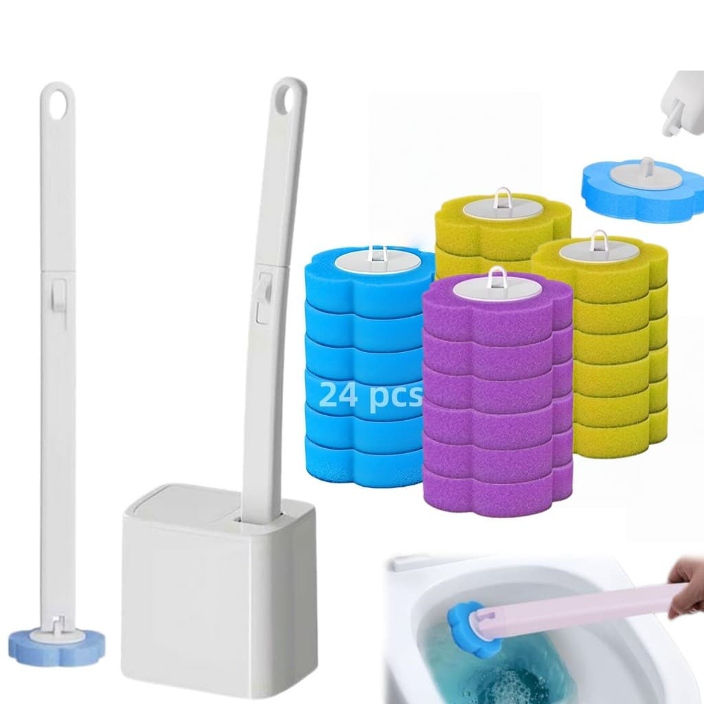 Disposable Toilet Brush Kit, Contactless, Wall-Mounted Bathroom Brush with 24 Refis