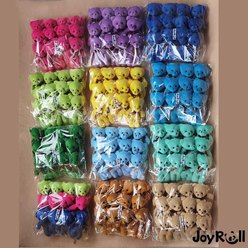 12 peças/pacote JoyRoll 12cm pingente de urso de pelúcia colorido/brinquedo macio