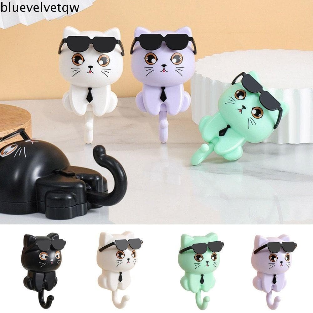 BLUEVELVETQW Ganchos De Gato Para Óculos De Sol , Decorativos De Plástico Gatos De Desenho Animado , Cabides De Chave Pe