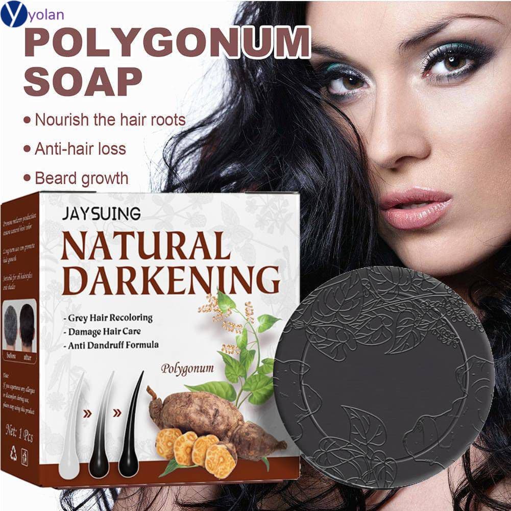 Jaysuing 75g Polygonum Multiflorum Shampoo Sabor Para Lavar Cabelo Preto Barra Yolan