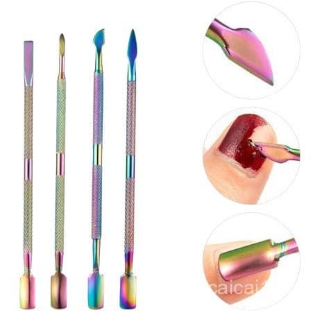 Kit 4 Espátulas Furta Cor Proficional Aço Inox para Manicure - Pedicure Podologia