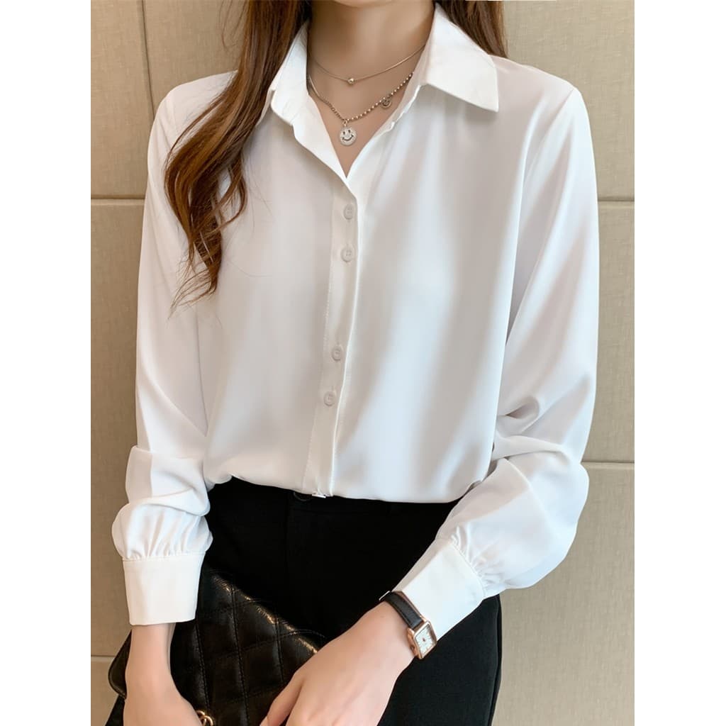 Primavera profissional camisa branca feminina Design nicho de manga comprida pequena camisa entrevista camisa Formal sol