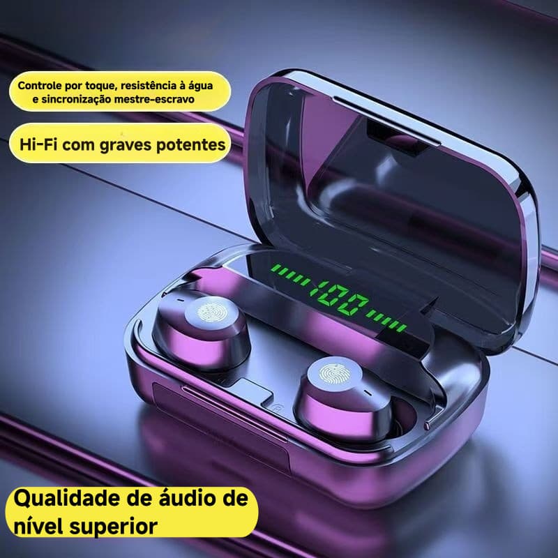 Fone de ouvido Bluetooth sem fio M5-In-Ear Super confortável com Display de energia