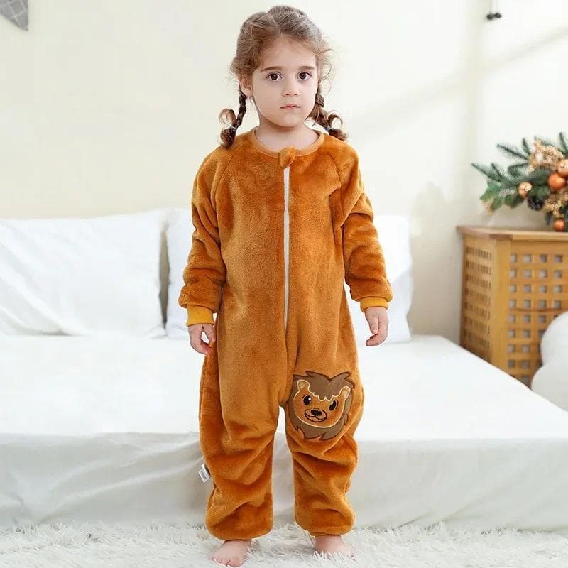 Leão Dos Desenhos Animados Flanela Crianças Bebê Roupas De Dormir Quente Inverno Da Criança Pijamas De Natal Para Menina