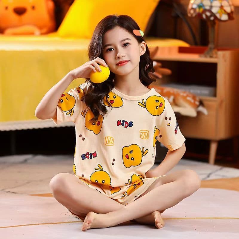 Crianças Verão Fino Manga Curta Conjuntos De Pijama Para Meninos E Meninas Adequado Médias Mais Velhas Ideal Homewear