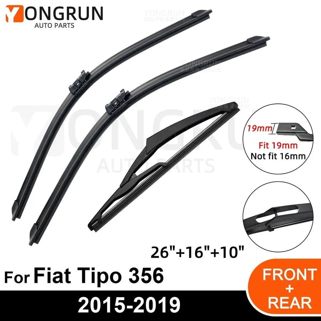 Para-Brisa Do Carro Dianteiro Traseiro Lâmina De Limpador Acessórios De Borracha Fiat Tipo 356 26 " 16 " 10 " 15-2016 20