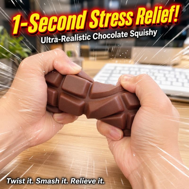 【Divertido e Relaxante】JMY - Brinquedo macio e apertável para aliviar o estresse e relaxar com pedaços de chocolate - An