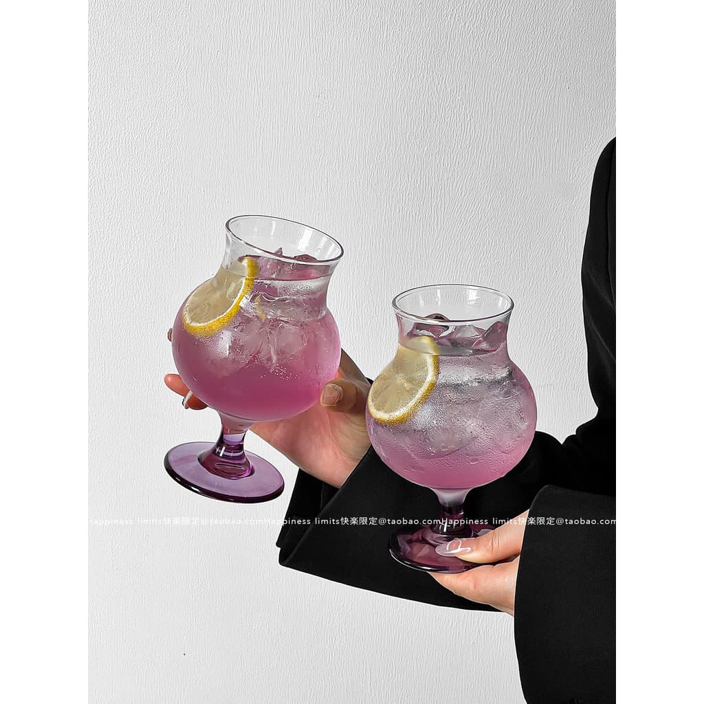 Copo Taça de Vidro Estilo Instagram 500ml - Elegante para Sucos, Chá Gelado, Coquetéis e Drinks Feminino