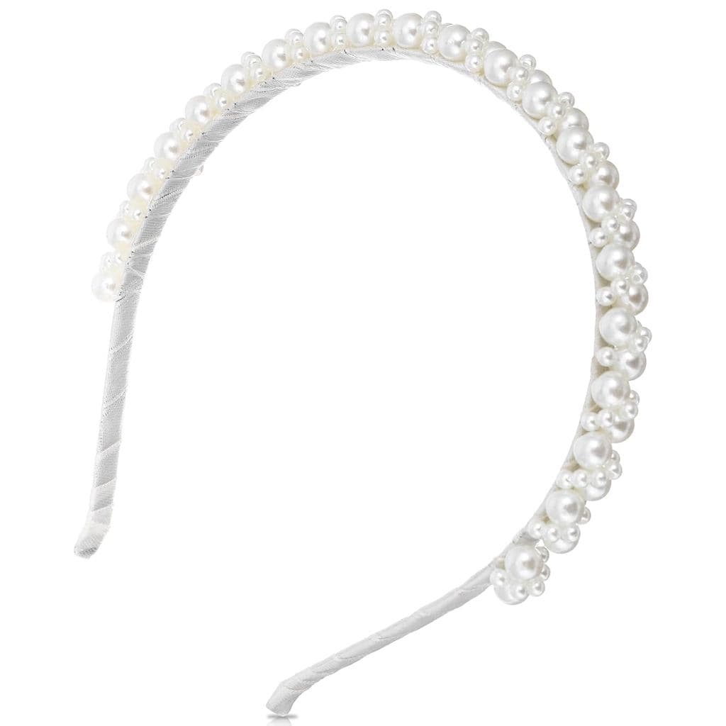 Tiara de Pérolas para Mulheres e Meninas, Acessório de Cabelo Elegante e Antiderrapante, Tiara de Pérolas Brancas para N