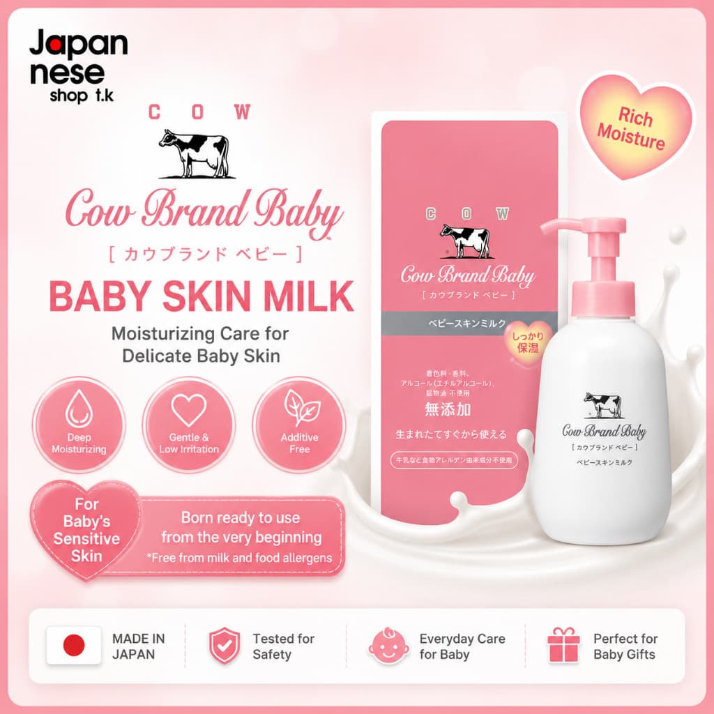 Cow Brand Baby Skin Milk 300g | 90% Food-Derived Ingredients | Gentle & Low-Irritation | Non-Stinging Formula | Made...