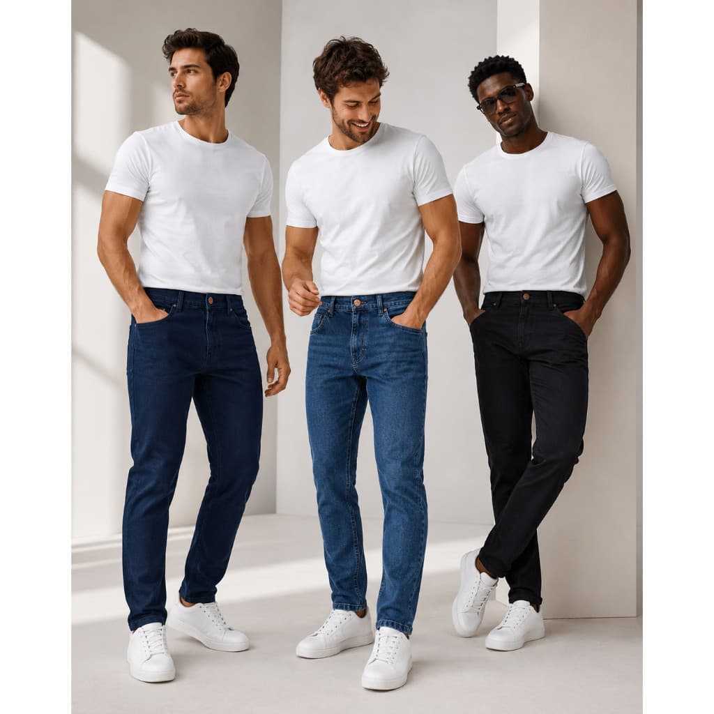 Calça Jeans Masculina Elastano Confortável Slim Casual 36 ao 50