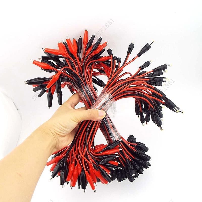 25CM DC Plug 5.5 * 2.1mm Macho Fêmea Para Jacaré Clipe Cabo Alimentação Conector Adaptador Fio Crocodilo Teste Leva BR18