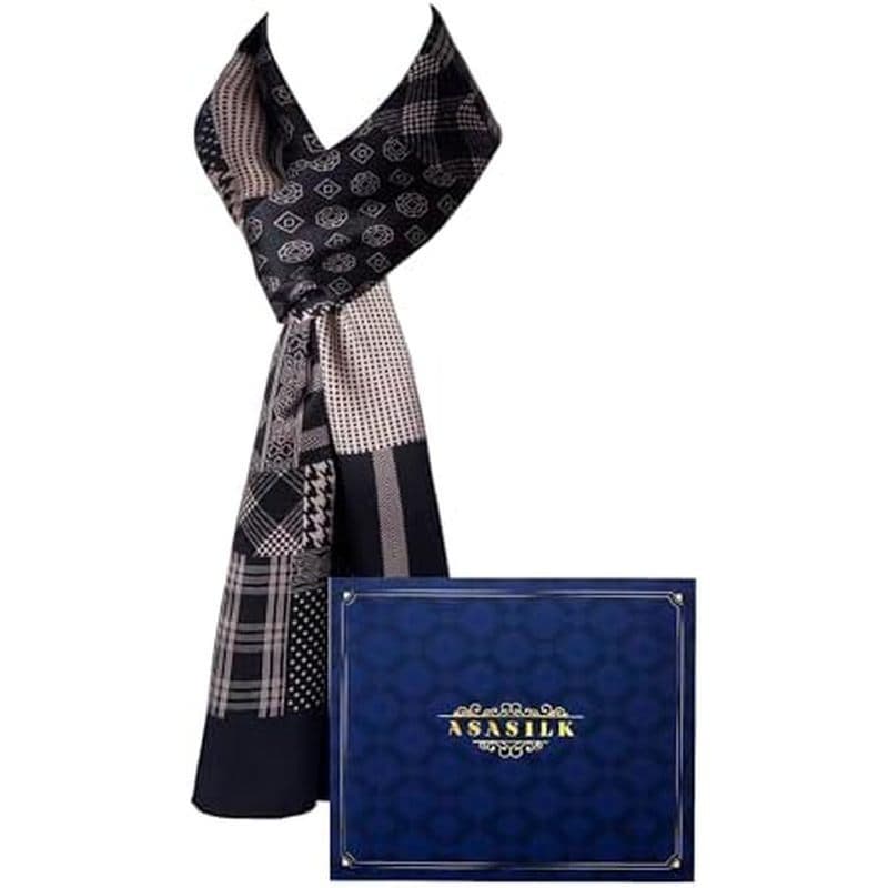 Lenço Masculino 100 % Seda Amoreira , Frente E Verso , 11 " X 67 " | Design Leve , Respirável Pronto Para Presente Uso D