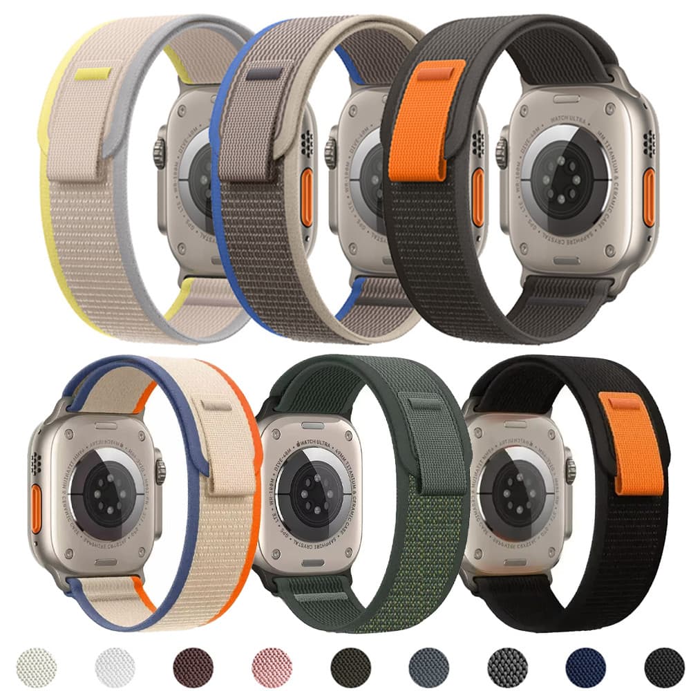 Kit 2 Pulseira Nailon Para IWatch Apple Watch Ultra 3 2 Series 11 10 9 8 7 SE 3 2 49mm 46 45 41 44 42 38mm IWO T800 T900