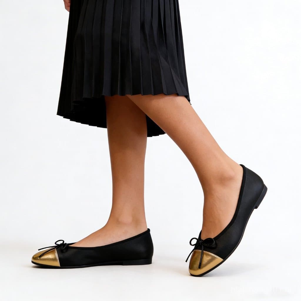 Sapatos Femininos com Laço Borboleta e Blocos de Cor, Sapatilhas Clássicas de Salto Baixo com Bico Redondo SHVW
