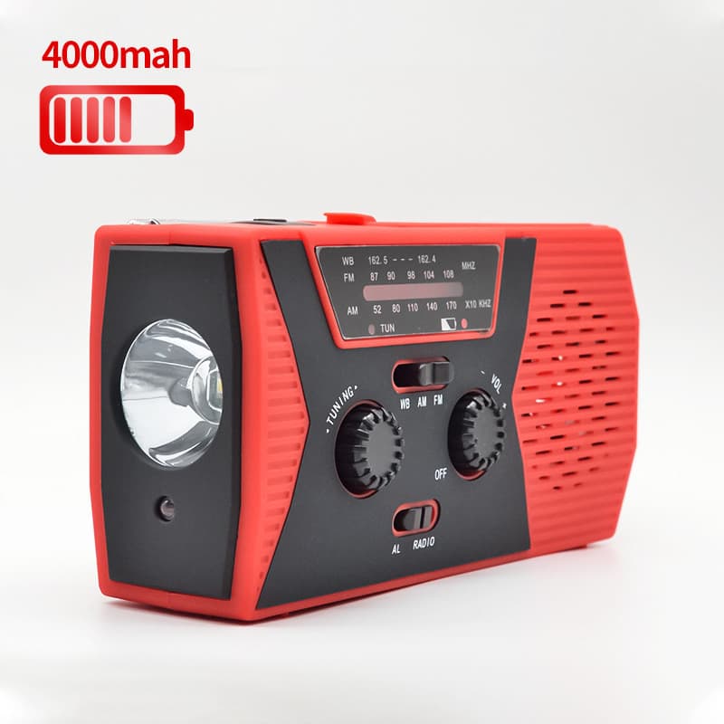 4000MAH portátil de emergência energia Solar lanterna recarregável com manivela multifuncional rádio carregamento tesou