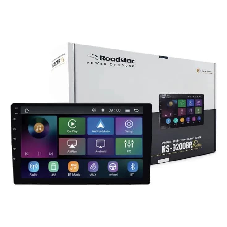 Multimídia Mp5 9' Roadstar Rs9200br Pro Line Carplay Sem Fio Cor Preto