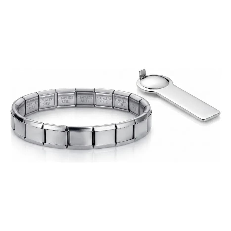 Pulseira Unissex  Italiana Elástica Aço Com Chave Montagem