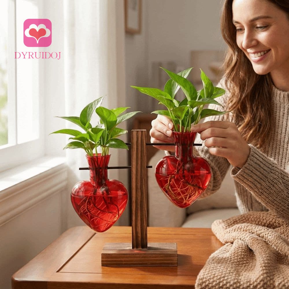 Vaso De Vidro Em Formato De Coração ADYRUIDOJ , Recipiente De Flores Transparente Plantas Hidropônicas , Feito À Mão