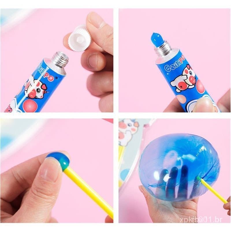 3 peças/conjunto Brinquedo de Bolhas Mágicas Seguras, Bolas Coloridas de Bolhas, Balão de Plástico Espacial B PFAX