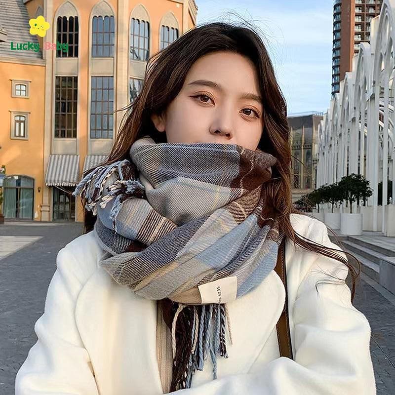[Luckybaby-t] Novo Cachecol Feminino Xadrez de Inverno, Moda Outono, Casual Clássico, Imitação de Cashmere de Boa Qualid