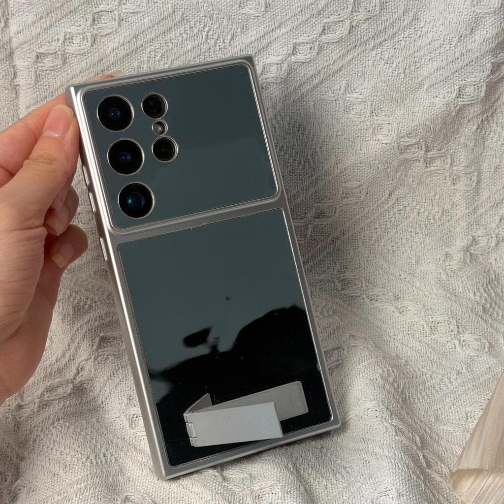 Samsung A27 phone case decorated with glass, stand, and heart-shaped glass. Suitable for models A57/S26ULTRA/S20FE/A20S/