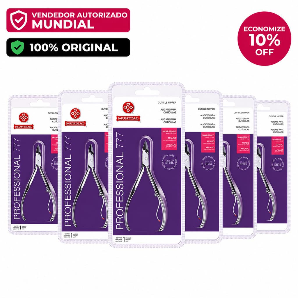 Kit 6 Alicates Mundial 777 Professional Premium – Qualidade Profissional para Manicure