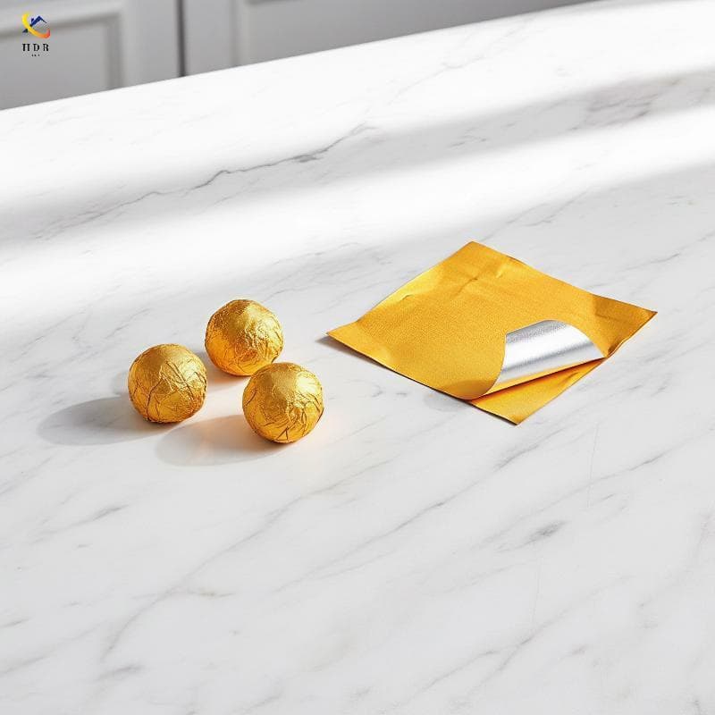 [Hdr] Embrulhos De Doces Em Folha De Ouro 100 Folhas De Papel De Alumínio Dourado Quadrado Para Chocolate , Presentes De