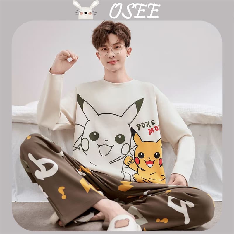 [OSEE] Pijamas Masculinos Novos para Primavera e Outono, Manga Longa, Estilosos, para Adolescentes e Estudantes do Ensin