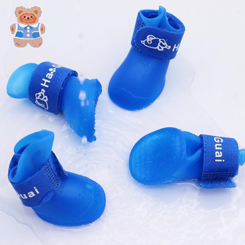 Botas De Chuva Impermeáveis Para Cães De Silicone , Sapatos Protetores De Pata De Animal De Estimação Antiderrapantes Co