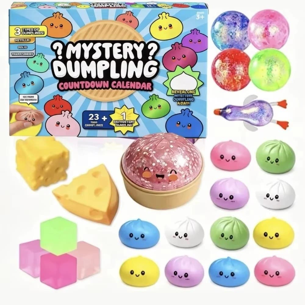 Calendário Squishy Mystery Dumpling 24 Peças Muito macio, alivia estresse e ansiedade Brinquedo Sensory Fidge