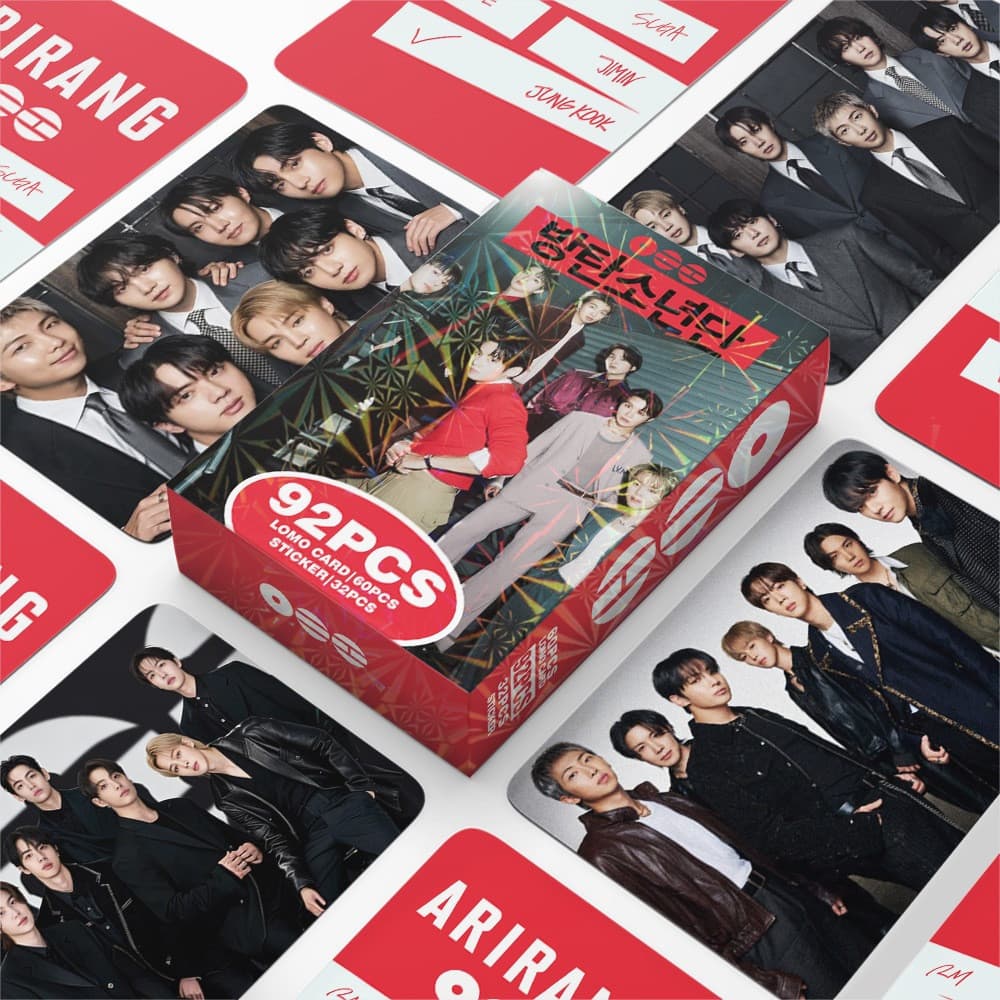 92pcs Star ARIRANG Photocard BTS lomo Cartão SUGA V JK JIN Fotográfico Caixa Laser