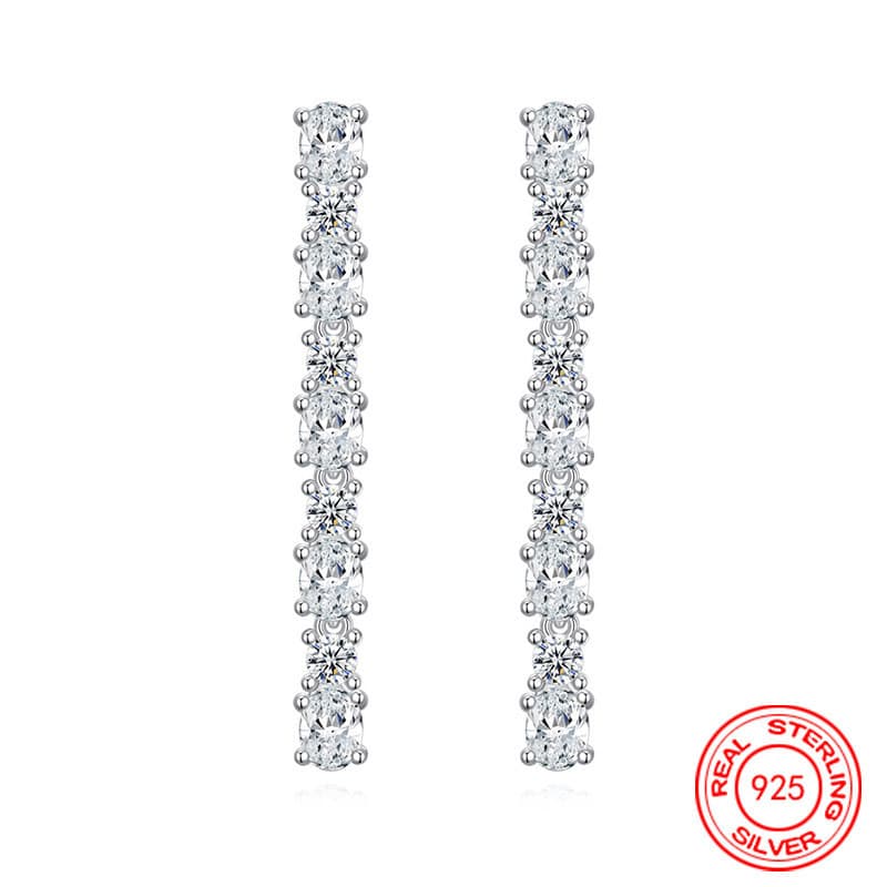 Brincos de zircônia de 32mm, feitos de prata esterlina 925, adequados para mulheres e meninas como joias da moda ZHHC