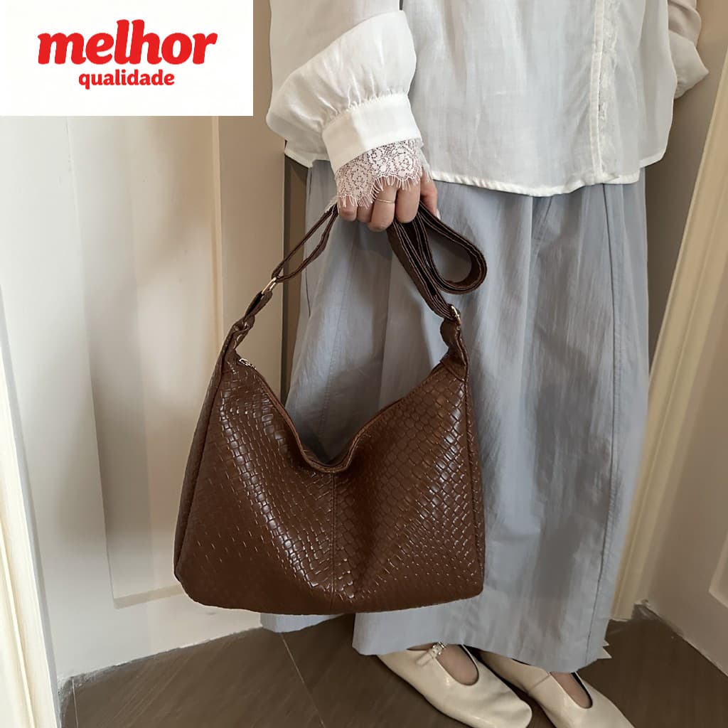 2026 novo estilo tecido padrão sacola feminina grande capacidade Retro HOBO axilas saco ajustável alça de ombro larga om