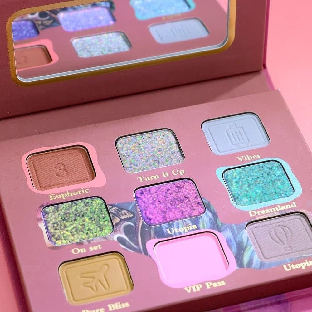 SHEEN EFFECT Nicole Paleta de sombras triplas luar branco camaleão sonho amor viagem sombra de nove cores