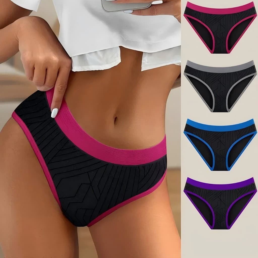 Novo estilo tamanho europeu sem costura cintura baixa tamanho grande calcinha contraste cor briefs feminino puro algodão