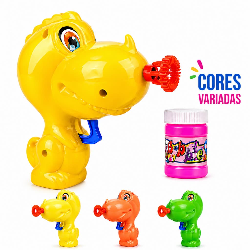 Brinquedo Lançador Bolhas de Sabão Dinossauro Infantil Arminha de Bolha Diversão Crianças