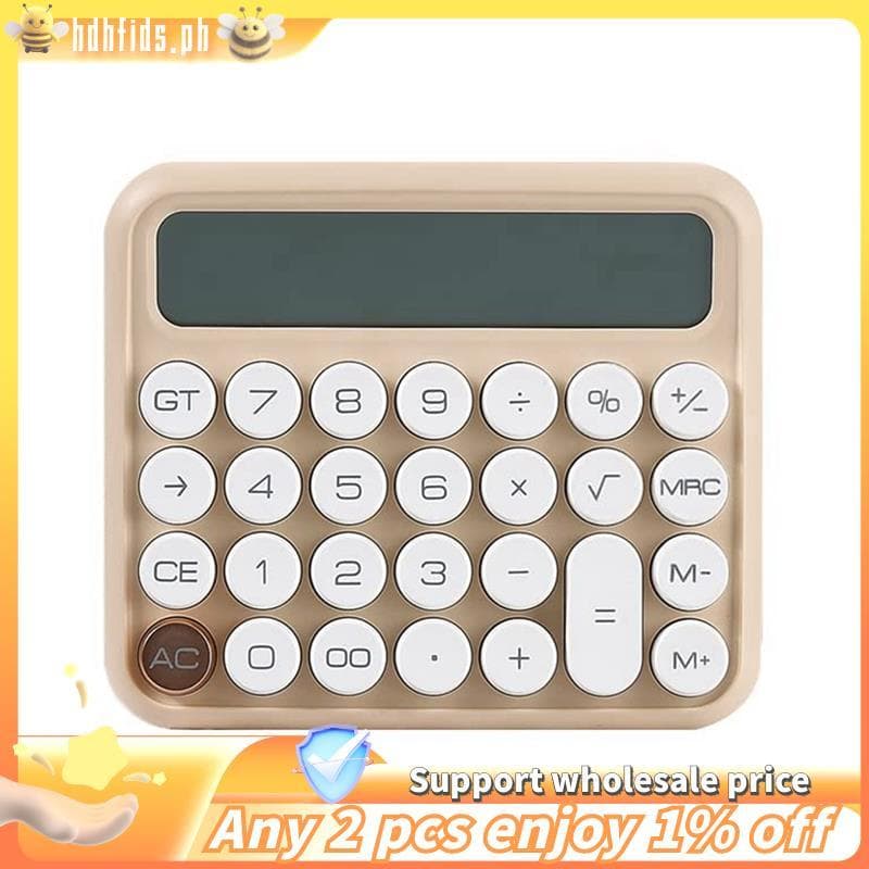 Calculadora De Interruptor Mecânico De Mesa De 12 Dígitos , Grande Com Display LCD , Botão Financeira Bege