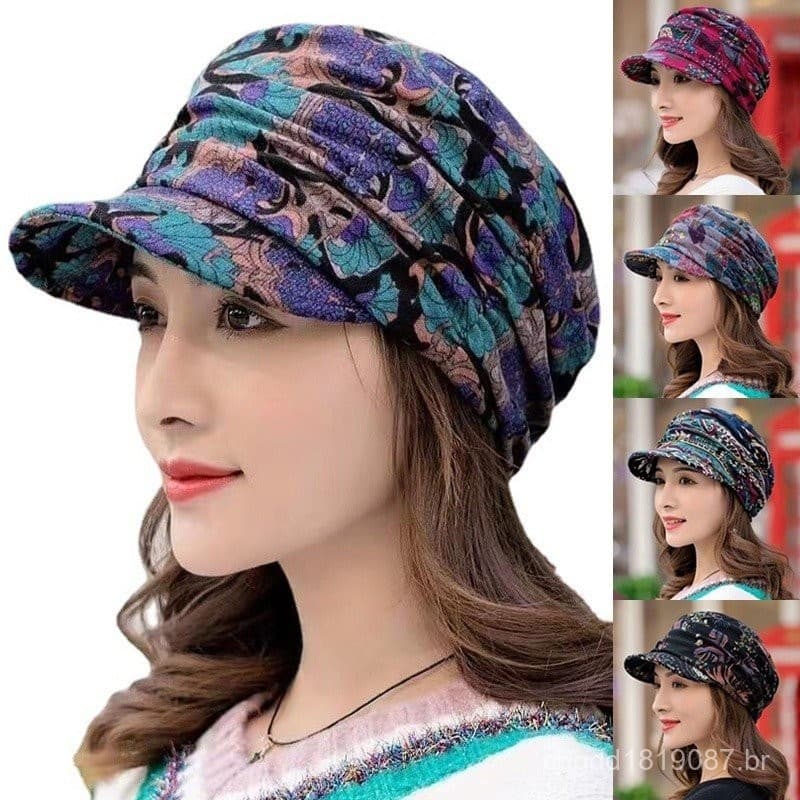 Chapéu Floral De Outono E Inverno Mantenha O Quente De Borda Curta Para Mulheres