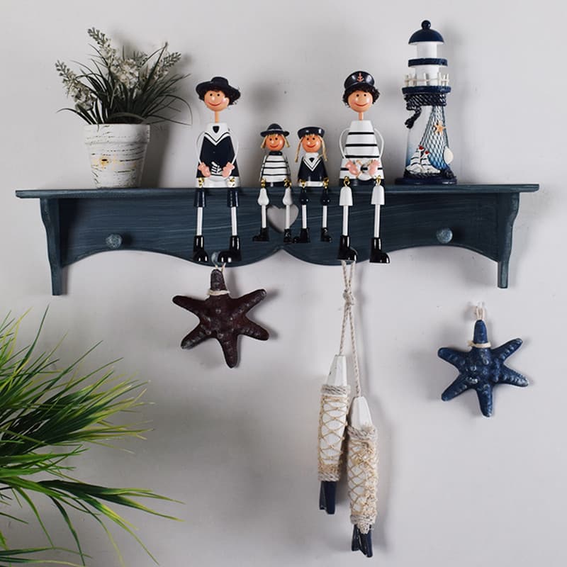 Estilo mediterrâneo criativo prateleira casaco gancho moda casa Pastoral europeu decoração de parede cabide divisória