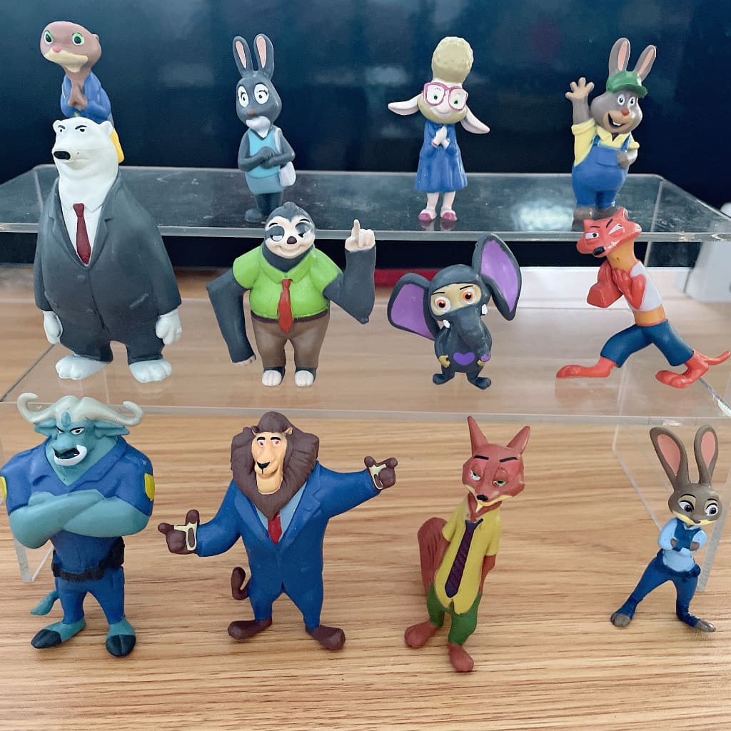 Conjunto de 12 peças de figuras de anime populares, brinquedos do modelo Nick Fox e Judy, presentes de aniversário