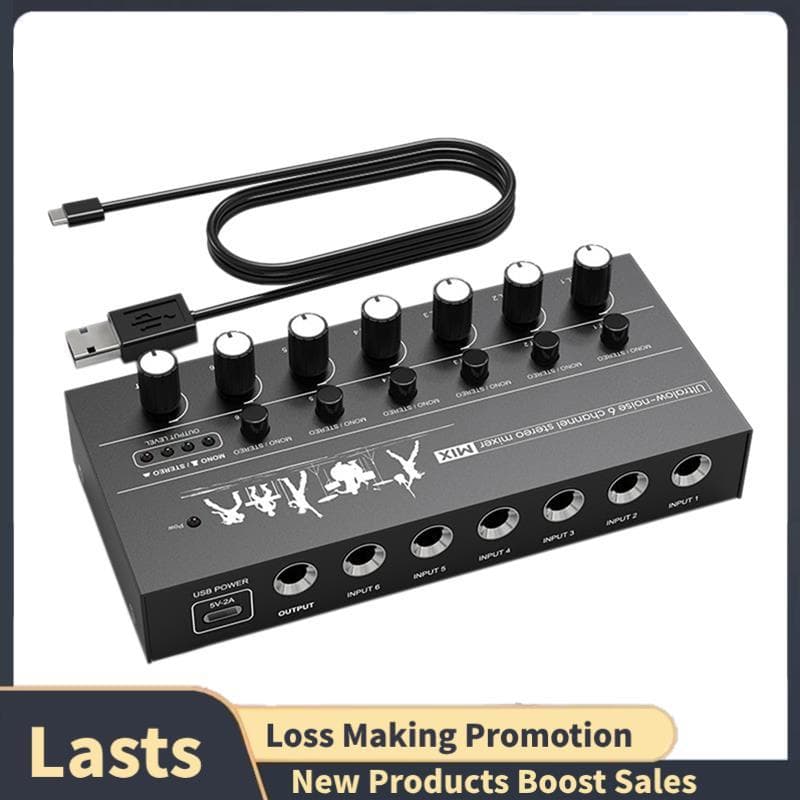 Mixer De Áudio Compacto De 6 Canais , Ruído Ultrabaixo , Estéreo De Alto Desempenho Para Guitarras , Teclados