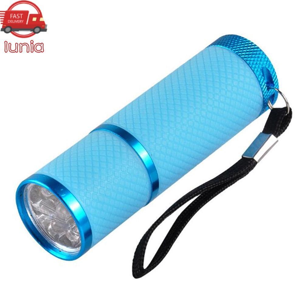Lunia.br Lanterna UV de 9 LED 395nm Mini ferramenta portátil para arte em unhas com design antiderrapante e tira