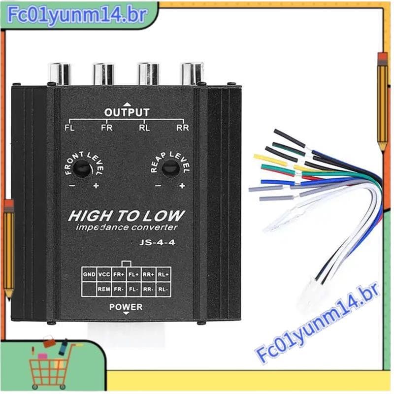 Conversor De Áudio De Carro De 4 Canais 12V Para Filtro De Frequência De Alto-Falante De Rádio Estéreo Linha Alta A Baix