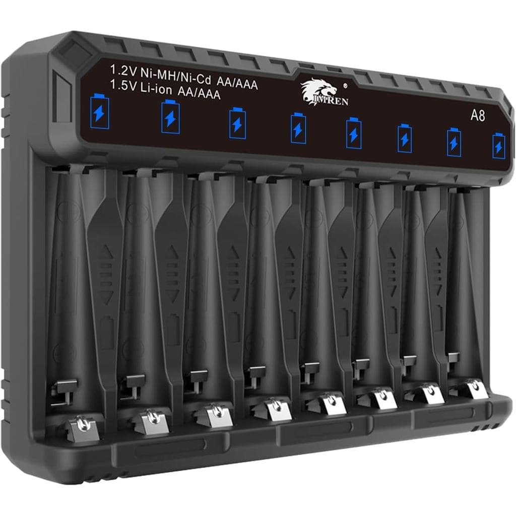 Carregador de Baterias IMREN AA AAA, Carregador de Baterias Recarregáveis AA AAA NiMH/NiCD de 1,5V e 1,2V, Função de Car