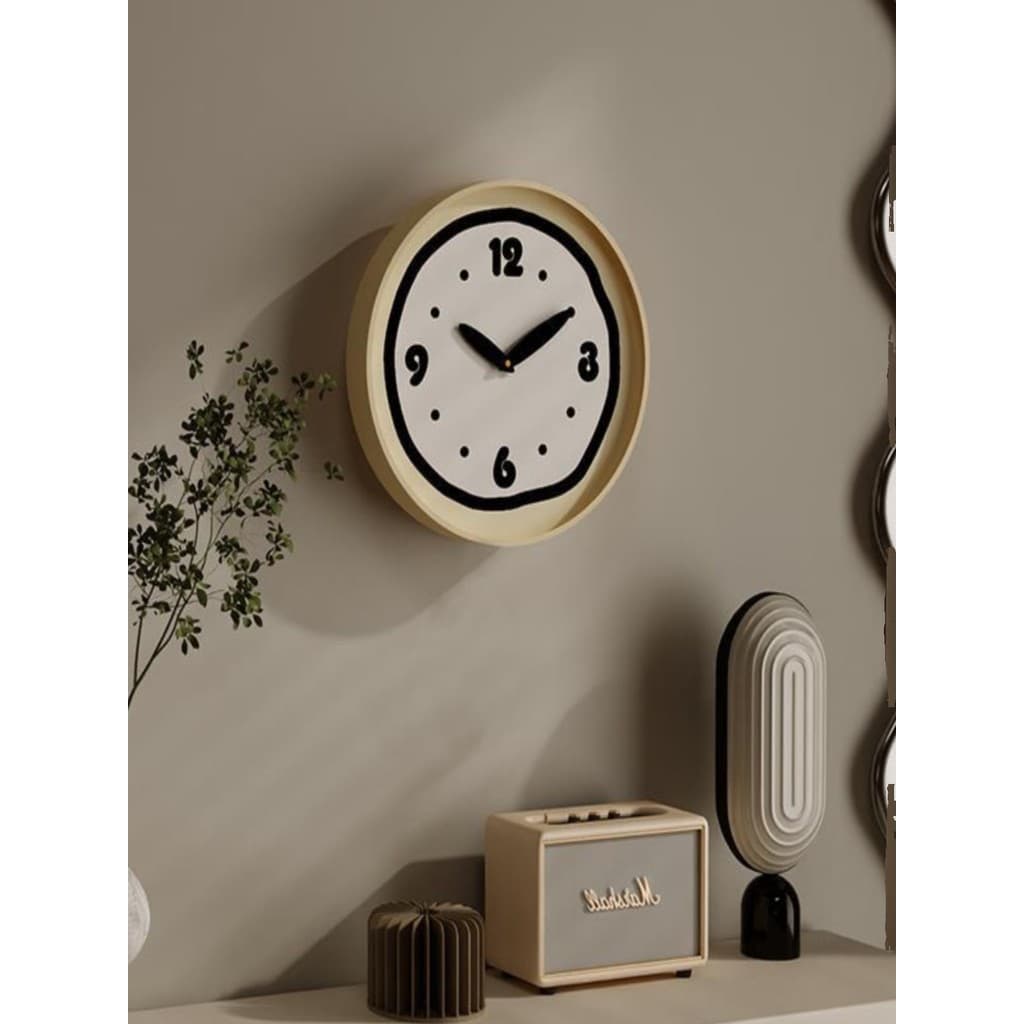 Estilo creme ins relógio de parede minimalista manteiga bonito nórdico mudo moda simples único contraste cor relógio dom