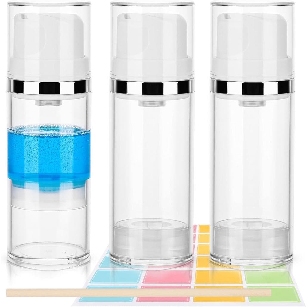 Segbeauty Frasco de Viagem a Vácuo para Cosméticos de 3,38oz, 3 Frascos de 100ml com Bomba Airless, Recipientes Cosmétic