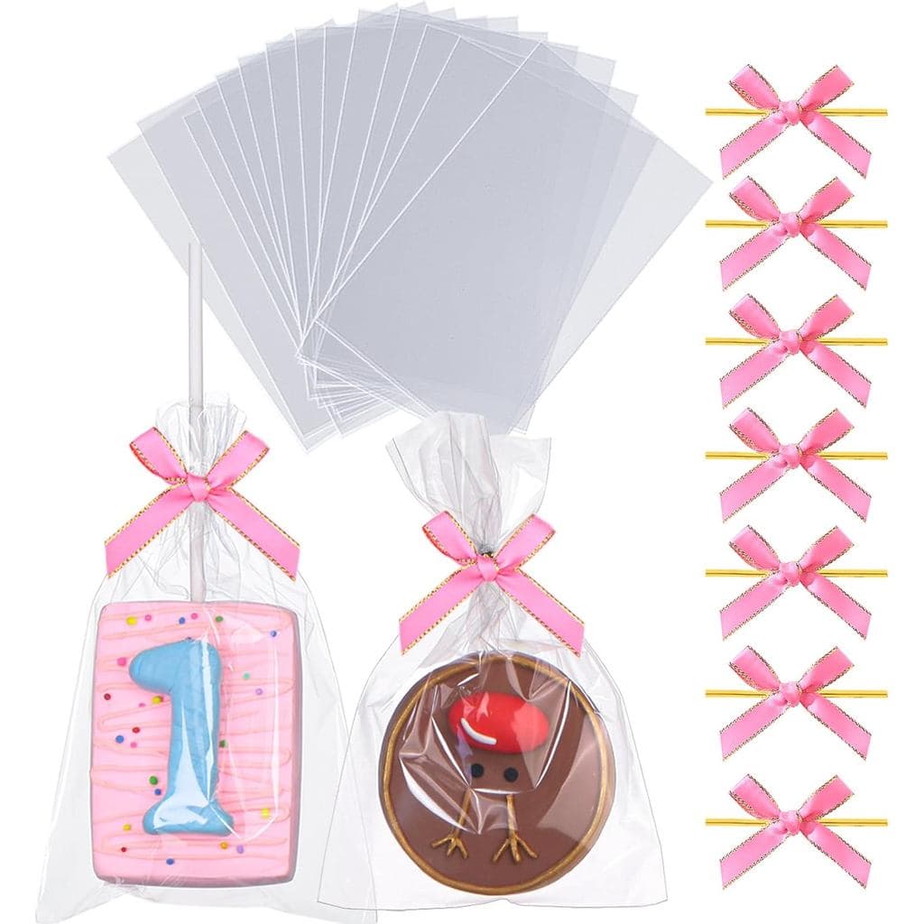 TEMLQPACK 50 Unidades de Sacos Transparentes de Celofane com Fecho Plano de 4x6 Polegadas para Rice Krispie Treats, com