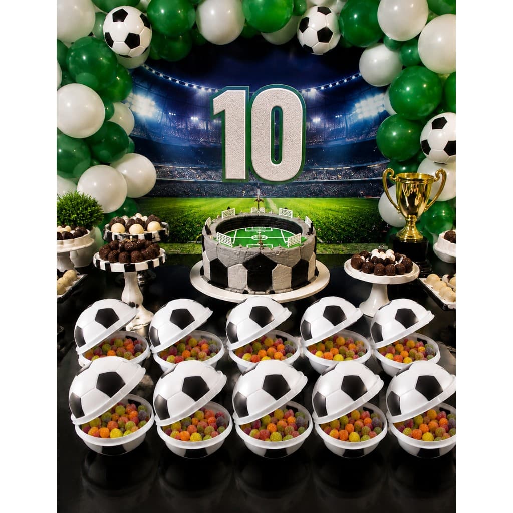 Kit 10 Potes Bola Futebol Lembrancinha de Aniversário Infantil Menino Festa Tema Futebol