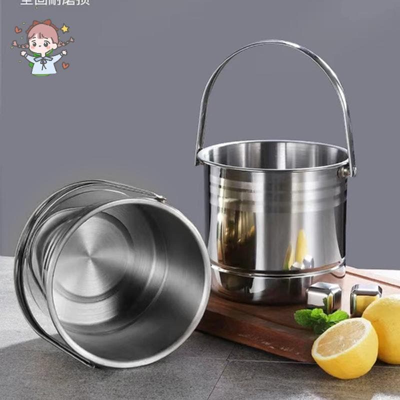 Balde De Gelo De Aço Inoxidável Com Parede Dupla , Tampa E Pinças-Ideal Para Bares Domésticos , Festas Coquetéis (1.6L)